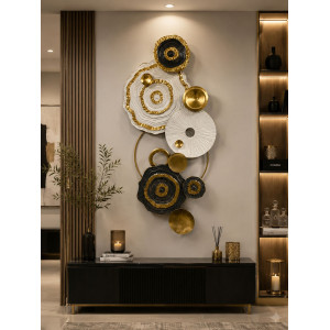 Çiçek Desen Metal Büyük Boy Duvar Dekoru 128x63cm