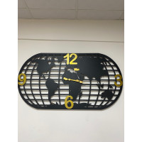 Metal Dünya Temalı Büyük Duvar Saati 130x70cm Metal Dünya Temalı Büyük Duvar Saati 130x70cm