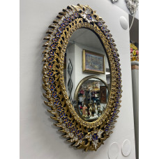 Hint İşi Oymalı Taş İşlemeli Ayna Duvar Dekoru 48x73cm