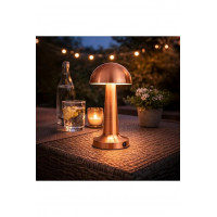 Masa Üstü Lamba - Ledli Masa Lambası - Şarjlı Mantar Gece Lambası Led Abajur - Bronz Renk - 25cm