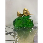 Zümrüt Yeşili Epoksi Kayalıkta Kuşlar Biblosu 20x17cm