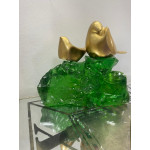 Zümrüt Yeşili Epoksi Kayalıkta Kuşlar Biblosu 20x17cm