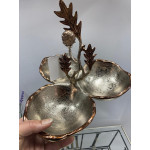 Metal Döküm Royal 3 Lü Sunumluk Çerezlik Şekerlik Bronz 25*23*22cm