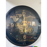 Siyah Metal Dekoratif Çarklı Duvar Saati