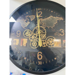 Siyah Metal Dekoratif Çarklı Duvar Saati