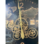 Siyah Metal Dekoratif Çarklı Duvar Saati