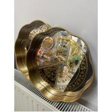 Aynalı 2 Li Dekoratif Motif Desenli Tepsi 34cm-35cm