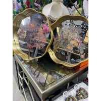 Aynalı 2 Li Dekoratif Tepsi Ağaç Desenli 34cm-35cm