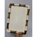 Bambu Desen Dikdörtgen Sunum Tabağı Tepsisi