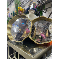 Aynalı 2 Li Dekoratif Tepsi Harita Desenli 34cm-35cm