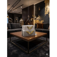 2 li Kumaş Kaplama Gold Detaylı Dekoratif Kutu