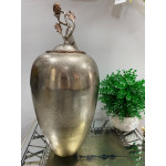 Royal Metal Döküm Kapaklı Küp Vazo 22x40cm