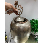 Royal Metal Döküm Kapaklı Küp Vazo 22x40cm