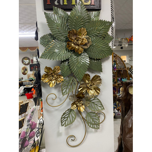 Metal Dekoratif Büyük Çiçekli Duvar Panosu 123*62 cm