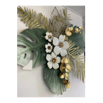 Yeşil Metal Çiçekli Duvar Dekoru 92*75 cm