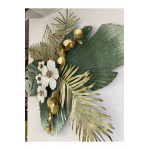 Yeşil Metal Çiçekli Duvar Dekoru 92*75 cm