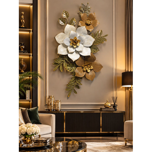 Metal Çiçekli Duvar Dekoru Tablo 120*60cm