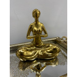 Seramik Yoga Yapan Bayan Biblo Gold Renk 20 cm