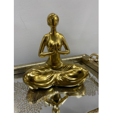 Seramik Yoga Yapan Bayan Biblo Gold Renk 20 cm Seramik Yoga Yapan Bayan Biblo Gold Renk 20 cm