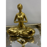 Seramik Yoga Yapan Bayan Biblo Gold Renk 20 cm