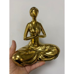 Seramik Yoga Yapan Bayan Biblo Gold Renk 20 cm