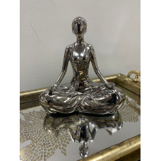 Seramik Yoga Yapan Bayan Biblo Gümüş Renk 20 cm Seramik Yoga Yapan Bayan Biblo Gümüş Renk 20 cm