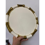 Bambu Desen Yuvarlak Sunum Tabağı Tepsisi