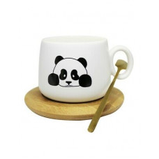 Bambu Tabaklı Lazy Panda Kupa