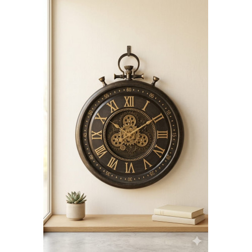 Dekoratif Köstek Model Metal Görünümlü Duvar Saati 74*60cm Dekoratif Köstek Model Metal Görünümlü Duvar Saati 74*60cm