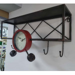 Vintage Uçak Önü Saatli Metal Raf