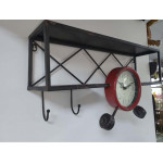Vintage Uçak Önü Saatli Metal Raf