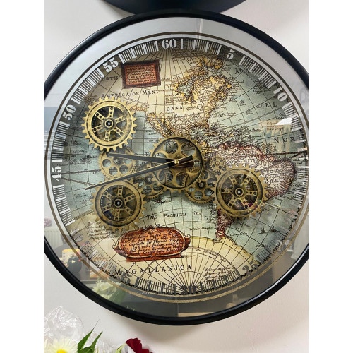 Çarklı Dünya Duvar Saati Çarklı Dünya Duvar Saati