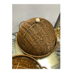 Sentetik Rattan 2 Li Kapaklı Yuvarlak Tepsi Kçk 28*28*14 Byk 33*33*18