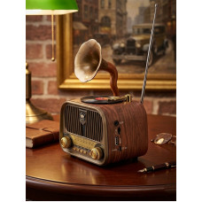 Nostaljik Gramofon Tasarımlı Ahşap Bluetooth Hoparlör - Şarjlı 3 Bant FM Radyo (USB/AUX/TF Kart Destekli Retro Dekoratif Ses Sistemi) Hediyelik Nostaljik Gramofon Tasarımlı Ahşap Bluetooth Hoparlör - Şarjlı 3 Bant FM Radyo (USB/AUX/TF Kart Destekli Retro Dekoratif Ses Sistemi) Hediyelik