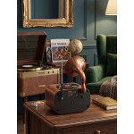 Nostaljik Gramofon Tasarımlı Ahşap Bluetooth Hoparlör - Şarjlı 3 Bant FM Radyo (USB/AUX/TF Kart Destekli Retro Dekoratif Ses Sistemi) Hediyelik