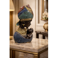 Dekoratif Afrikalı Biblo Anne Ve Çocuk 25x13cm