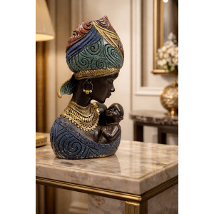 Dekoratif Afrikalı Biblo Anne Ve Çocuk 25x13cm