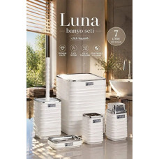 Luna Beyaz Kromlu Kare 5'li Banyo Seti