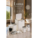 Luna Beyaz Kromlu Kare 5'li Banyo Seti