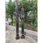 El Yapımı Ahşap Afrika İnsan Figürü 2 Li Set 93*97cm