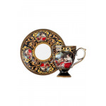 Vintage Viyana Kraliyet Tarzı Siyah Ve Altın Kahve Fincan Takımı 6'lı
