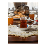 Mavi Beyaz Klasik Melamin Kahveci Tipi Çay Tabağı, Uzun Ömürlü Günlük Kullanıma Uygun 6 Lı