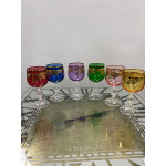 Bohemia Kristal Renkli Fırça Yaldız 24 K Renkli Kahve Yanı Su Bardağı 150ML