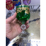 Bohemia Kristal Renkli Fırça Yaldız 24 K Renkli Kahve Yanı Su Bardağı 150ML