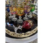 Bohemia Kristal Renkli Fırça Yaldız 24 K Renkli Kahve Yanı Su Bardağı 150ML