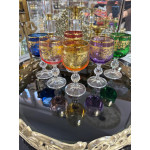 Bohemia Kristal Renkli Fırça Yaldız 24 K Renkli Kahve Yanı Su Bardağı 150ML