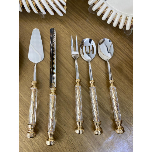 Akrilik Glass 5 Parça Servis Seti - Gold Akrilik Glass 5 Parça Servis Seti - Gold