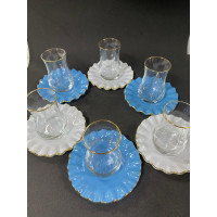 Glor Renkli Yaldızlı Cam 6 Kişilik Çay Seti Glor Renkli Yaldızlı Cam 6 Kişilik Çay Seti