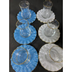 Glor Renkli Yaldızlı Cam 6 Kişilik Çay Seti