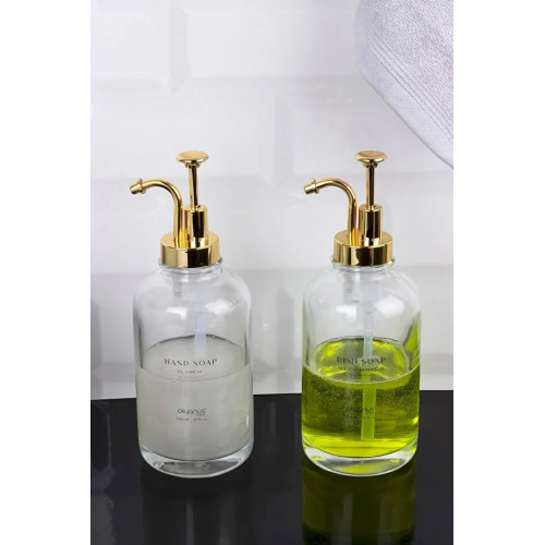 2 Li Set Silindir Altın Pompalı Sıvı Sabunluk 500 ml